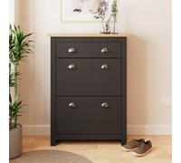 GFW Lancaster 2 Door 1 Drawer Shoe Cabinet in Black GFW Black