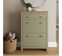 GFW Lancaster 2 Door Single Drawer Sage Green Shoe Cabinet