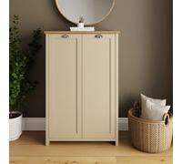 GFW Lancaster 2 Door Cream and Oak Tall Shoe Cabinet