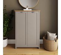 GFW Lancaster 2 Door Grey and Oak Tall Shoe Cabinet