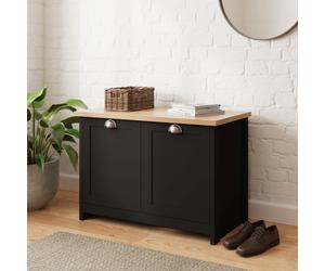 GFW Lancaster 2 Door Shoe Storage Cabinet - Black & Oak
