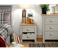 GFW Lancaster Two Drawer Bedside Table Grey, Grey