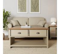 GFW Lancaster 2 Drawer Cream Coffee Table - Size: 55 x 99 x 50cm - Wilko