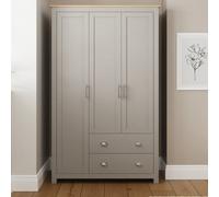 GFW Lancaster 3 Door 2 Drawer Grey Wardrobe - Size: 3 Door, 2 Drawer - Wilko