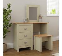 GFW Lancaster 3 Drawer Dressing Table With Stool - Cream