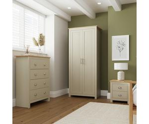 GFW Lancaster 3 Piece 2 Door Wardrobe Set - Cream