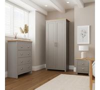 GFW Lancaster Grey 3 Piece Bedroom Furniture Set - Wilko