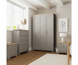 GFW Lancaster 4 Piece 3 Door Wardrobe Set - Grey