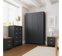 Lancaster 4 Piece Set in Slate Blue - Wardrobe, chest, bedside
