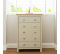 GFW Lancaster 5 Drawer Cream Chest of Drawers - Wilko