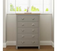 GFW Lancaster 5 Drawer Grey Chest of Drawers - Wilko