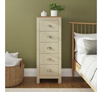 GFW Lancaster 5 Drawer Cream Tall Boy Chest of Drawers - Wilko
