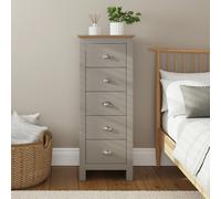 GFW Lancaster 5 Drawer Grey Tall Boy Chest of Drawers - Wilko