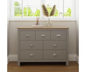 GFW Lancaster 7 Drawer Chest - Grey Oak