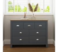GFW Lancaster 7 Drawer Slate Blue Merchants Chest of Drawers - Wilko