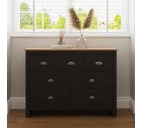 GFW Lancaster Black Wooden Merchants Chest Oak Contrast Top Living Room Display
