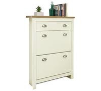 GFW Lancaster 2 Door 1 Drawer Shoe Cabinet in Cream GFW Cream