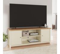GFW Large Lancaster Cream & Oak TV Cabinet with 2 Storage Shelves & Cupboard, Rear Cable Entry, Fits up to 55in TV 5.06E+12