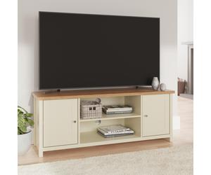 GFW Large Lancaster Cream & Oak TV Cabinet with 2 Storage Shelves & Cupboard, Rear Cable Entry, Fits up to 55in TV 5.06E+12