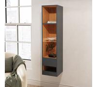Gfw Leon Tall Shelf Unit With Led Anthracite/oak Anthracite