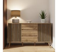 GFW Louvered 2 Door 3 Drawer Sideboard - Oak