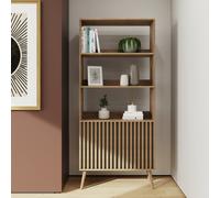 GFW Louvered 2 Door Bookcase - Oak Effect