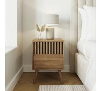 GFW Louvered 2 Drawer Bedside Table - Natural