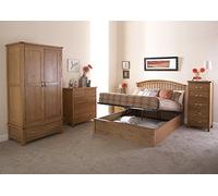 GFW Madrid Wooden Oak Ottoman King Size Bed Frame, Under Mattress Support Board With Thick Wooden Sprung Slats And Underbed Storage 5ft King Size Bed Frame 211.5 (L) x 165.4(W) x 114cm (H)