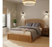 GFW Madrid Wooden Oak Ottoman King Size Bed Frame, Under Mattress Support Board With Thick Wooden Sprung Slats And Underbed Storage 5ft King Size Bed Frame 211.5 (L) x 165.4(W) x 114cm (H)