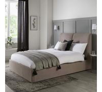 GFW Montrel Kingsize Velvet End Lift Ottoman Bed - Natural