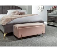 GFW Mystica Blush Pink Velvet Ottoman Storage Bench - Size: 37 x 98 x 43cm - Wilko