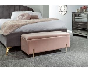 Gfw Mystica Velvet Storage Ottoman Blush Pink