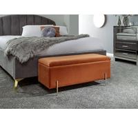 Mystica Upholstered Ottoman Box Storage Bench Fabric Blanket Box Stool Russet