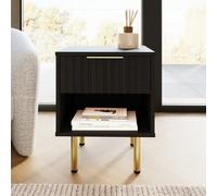 GFW Nervata Single Drawer Single Shelf Black Lamp Table - Size: 39 x 39 x 49cm - Wilko