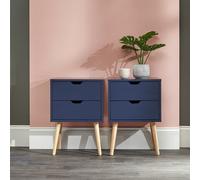 GFW Nyborg Pair Of 2 Drawer Bedsides in Dark Blue GFW Dark Blue