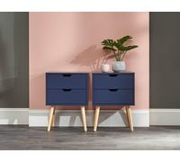 GFW Nyborg Pair Of 2 Drawer Bedsides in Dark Blue GFW Dark Blue