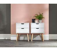 GFW Nyborg 2 Drawer White Bedside Table Set of 2 - Wilko