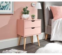 GFW Nyborg 2 Drawer Coral Pink Bedside Table - Wilko