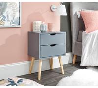 Nyborg Dark Grey Scandinavian Style Bedside Cabinet with Wooden Legs