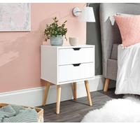 GFW Nyborg 2 Drawer White Bedside Table - Wilko