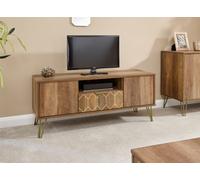 GFW Orleans 2 Door Single Drawer Mango Yellow TV Stand - Size: 39 x 116 x 49cm - Brown - Wilko
