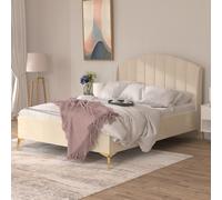 GFW Pettine Kingsize Velvet Ottoman Bed Frame - Cream