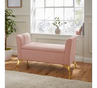 Pettine Ottoman Storage Bench, Blush Pink, H-67cm x W-121cm x D-45.5cm