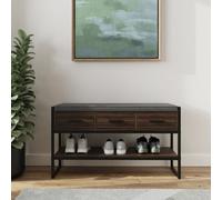 GFW Quinn Industrial Shoe Storage Bench, Brown