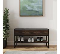 GFW Quinn Industrial Shoe Bench with Storage in Walnut GFW Walnut