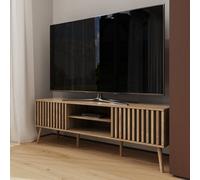 GFW Rowan Oak Louvered TV Unit - Size: 51.5 x 150 x 39cm - Brown - Wilko