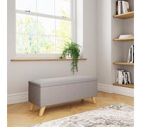 GFW Secreto Fabric Storage Ottoman Bench in Light Grey GFW Light Grey