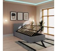 GFW Side Lift Single Ottoman Grey PU Bed, Grey