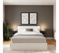 Side Lift Ottoman Bed King Faux Leather White