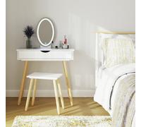 GFW Signy 1 Drawer Dressing Table & Stool - White & Oak